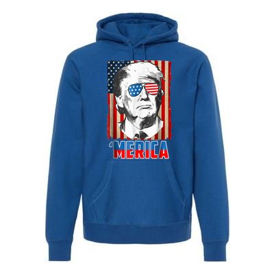 American Flag Donald Trump Merica 4th Of July Graphic Gift Premium Hoodie