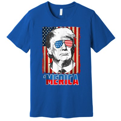 American Flag Donald Trump Merica 4th Of July Graphic Gift Premium T-Shirt