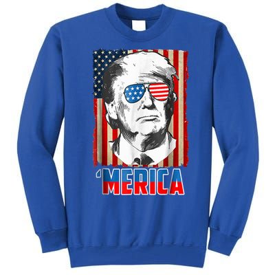 American Flag Donald Trump Merica 4th Of July Graphic Gift Tall Sweatshirt