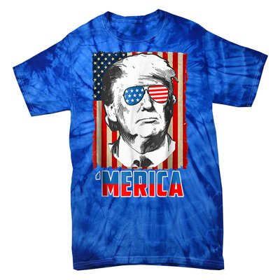 American Flag Donald Trump Merica 4th Of July Graphic Gift Tie-Dye T-Shirt