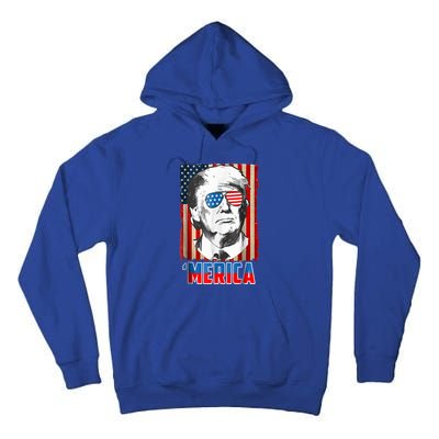 American Flag Donald Trump Merica 4th Of July Graphic Gift Tall Hoodie