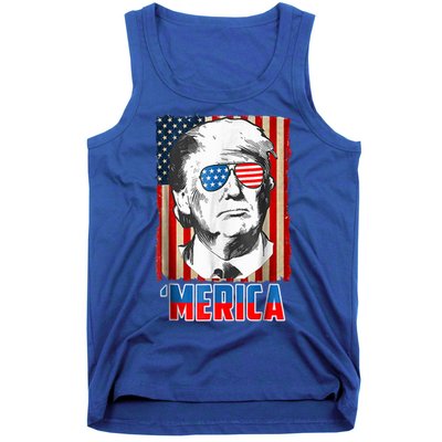 American Flag Donald Trump Merica 4th Of July Graphic Gift Tank Top