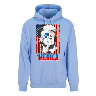 American Flag Donald Trump Merica 4th Of July Graphic Gift Unisex Surf Hoodie