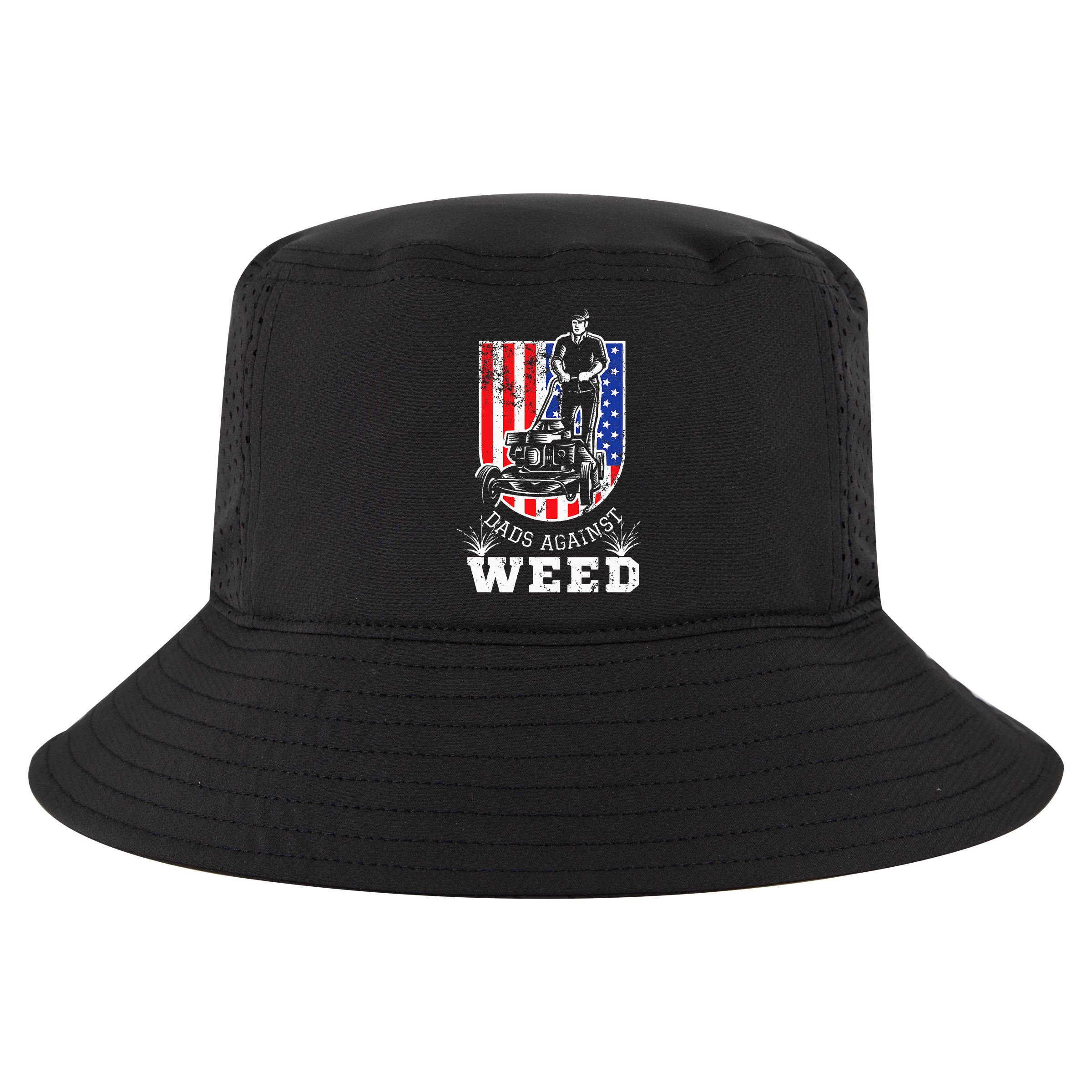 American Flag Dads Against Weed Funny Lawn Mowing Fathers Cool Comfort Performance Bucket Hat