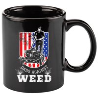 American Flag Dads Against Weed Funny Lawn Mowing Fathers 11oz C Handle Ceramic Mug