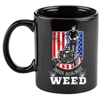 American Flag Dads Against Weed Funny Lawn Mowing Fathers 11oz C Handle Ceramic Mug