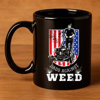 American Flag Dads Against Weed Funny Lawn Mowing Fathers 11oz C Handle Ceramic Mug