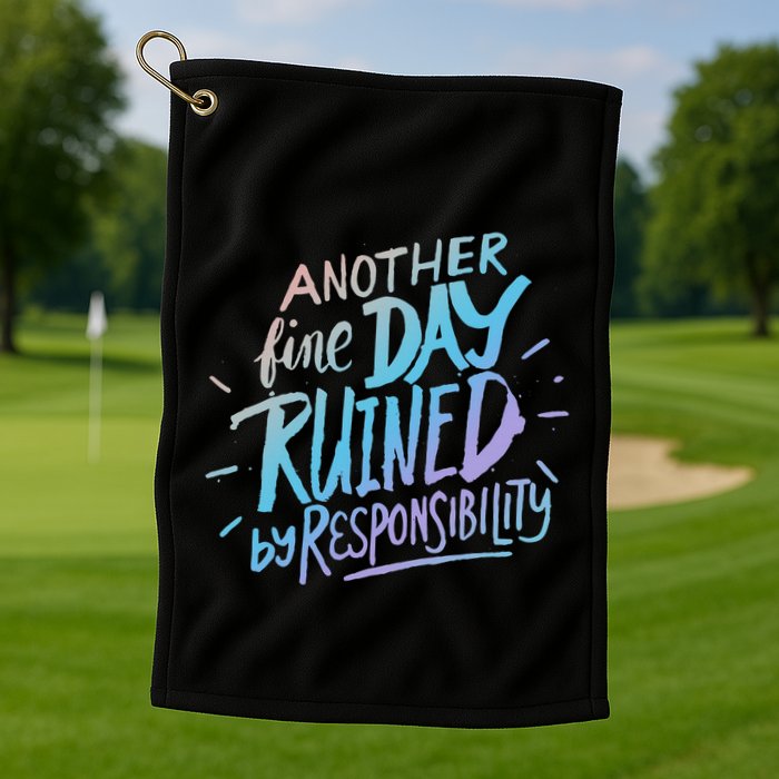 Another Fine Day Ruined By Responsibility Golf Towel