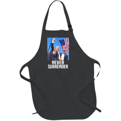 American Flag Donald Trump Shot Never Surrender 2024 Gift Full-Length Apron With Pockets