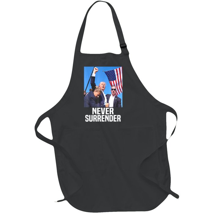 American Flag Donald Trump Shot Never Surrender 2024 Gift Full-Length Apron With Pockets