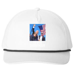 American Flag Donald Trump Shot Never Surrender 2024 Gift Snapback Five-Panel Rope Hat