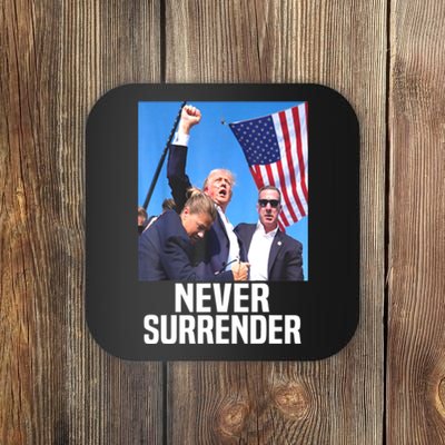 American Flag Donald Trump Shot Never Surrender 2024 Gift Coaster