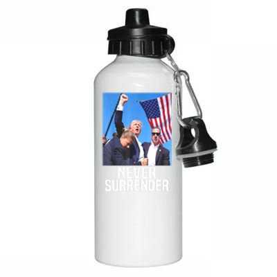 American Flag Donald Trump Shot Never Surrender 2024 Gift Aluminum Water Bottle