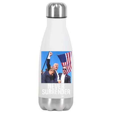 American Flag Donald Trump Shot Never Surrender 2024 Gift Stainless Steel Insulated Water Bottle