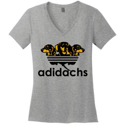 Adidachs Funny Daschund Dog Women's V-Neck T-Shirt