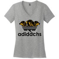 Adidachs Funny Daschund Dog Women's V-Neck T-Shirt