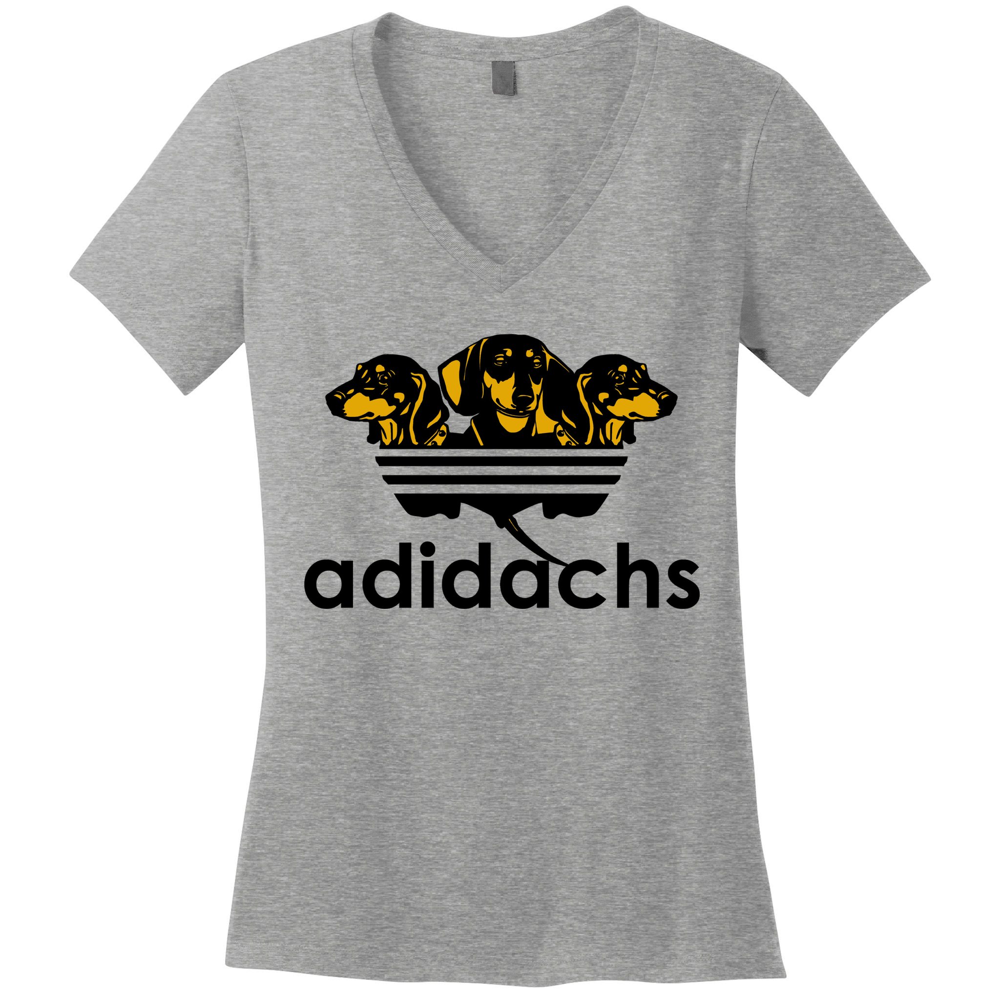 Adidachs Funny Daschund Dog Women's V-Neck T-Shirt