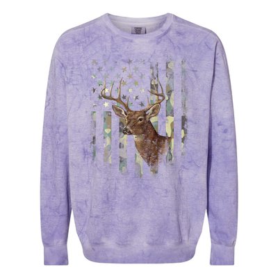 American Flag Deer Hunting Camo Colorblast Crewneck Sweatshirt