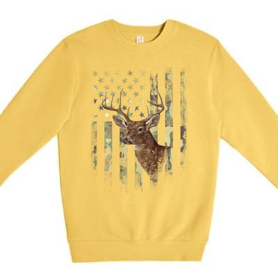 American Flag Deer Hunting Camo Premium Crewneck Sweatshirt