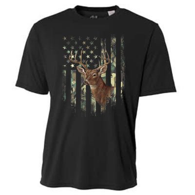 American Flag Deer Hunting Camo Cooling Performance Crew T-Shirt