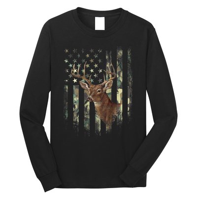 American Flag Deer Hunting Camo Long Sleeve Shirt