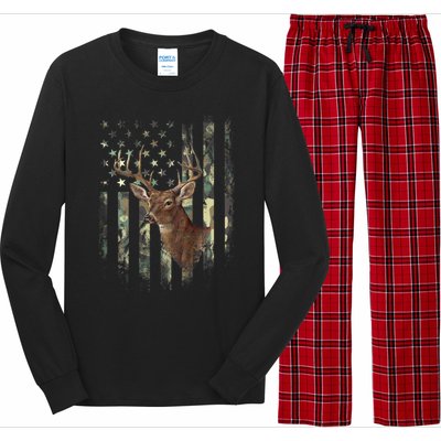 American Flag Deer Hunting Camo Long Sleeve Pajama Set