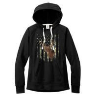 American Flag Deer Hunting Camo Women's Fleece Hoodie