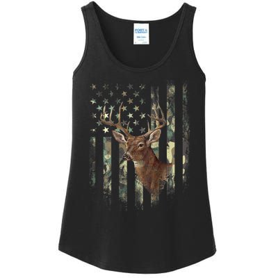 American Flag Deer Hunting Camo Ladies Essential Tank