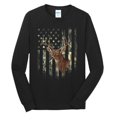 American Flag Deer Hunting Camo Tall Long Sleeve T-Shirt