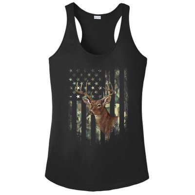 American Flag Deer Hunting Camo Ladies PosiCharge Competitor Racerback Tank