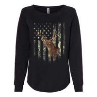 American Flag Deer Hunting Camo Womens California Wash Sweatshirt