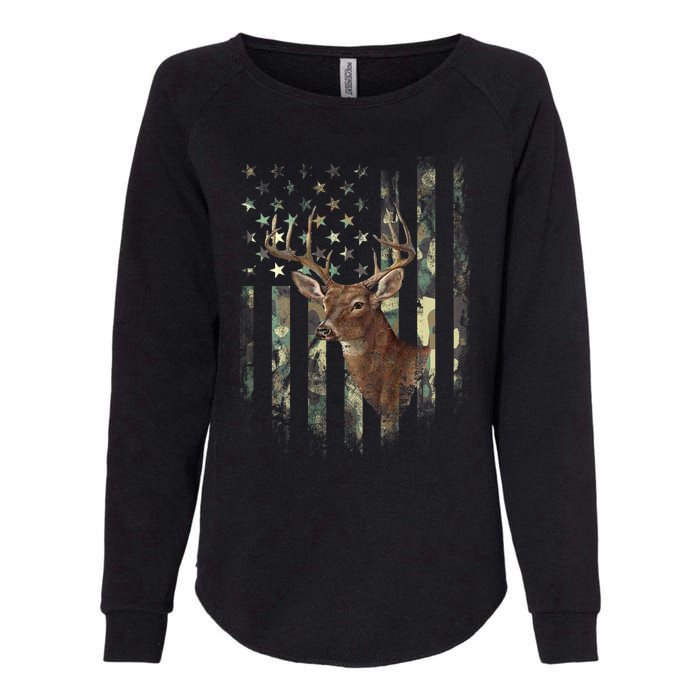 American Flag Deer Hunting Camo Womens California Wash Sweatshirt