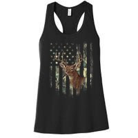 American Flag Deer Hunting Camo Women's Racerback Tank