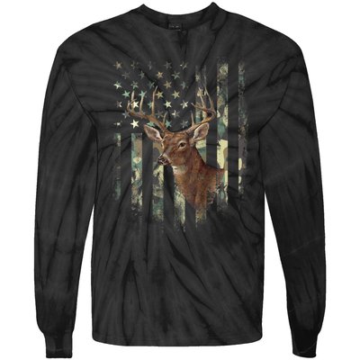 American Flag Deer Hunting Camo Tie-Dye Long Sleeve Shirt