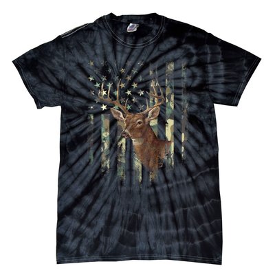 American Flag Deer Hunting Camo Tie-Dye T-Shirt