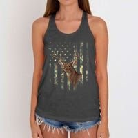 American Flag Deer Hunting Camo Women's Knotted Racerback Tank