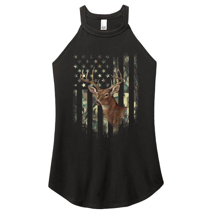 American Flag Deer Hunting Camo Women's Perfect Tri Rocker Tank