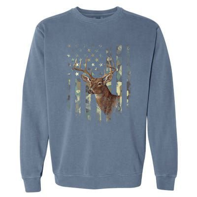 American Flag Deer Hunting Camo Garment-Dyed Sweatshirt