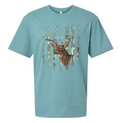 American Flag Deer Hunting Camo Sueded Cloud Jersey T-Shirt