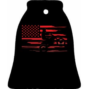 American Flag Dirt Bike Apparel Dirt Bike Motocross Ceramic Bell Ornament