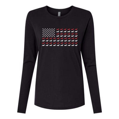 American Flag Dachshund Patriotic Dachshund Doxie Lover Cool Gift Womens Cotton Relaxed Long Sleeve T-Shirt