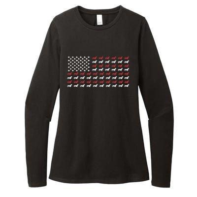 American Flag Dachshund Patriotic Dachshund Doxie Lover Cool Gift Womens CVC Long Sleeve Shirt