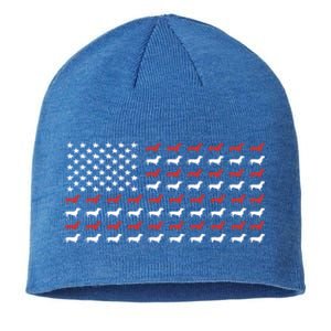 American Flag Dachshund Patriotic Dachshund Doxie Lover Cool Gift Sustainable Beanie