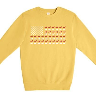 American Flag Dachshund Patriotic Dachshund Doxie Lover Cool Gift Premium Crewneck Sweatshirt