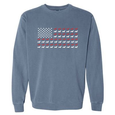 American Flag Dachshund Patriotic Dachshund Doxie Lover Cool Gift Garment-Dyed Sweatshirt