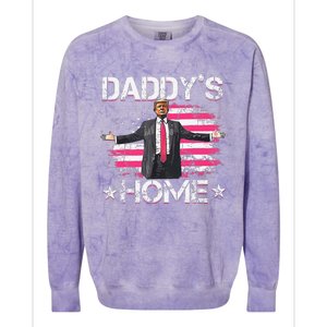 American Flag DaddyS Home Trump 2024 Patriotic Colorblast Crewneck Sweatshirt