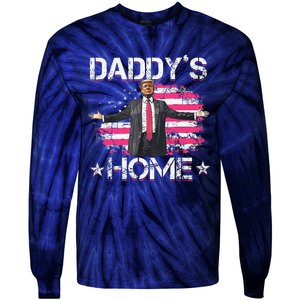 American Flag DaddyS Home Trump 2024 Patriotic Tie-Dye Long Sleeve Shirt