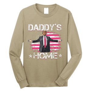 American Flag DaddyS Home Trump 2024 Patriotic Long Sleeve Shirt