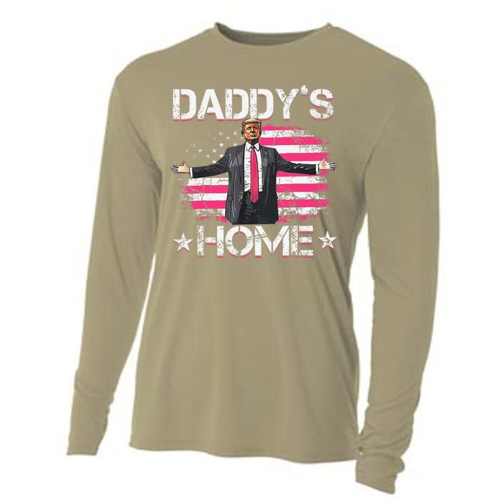 American Flag DaddyS Home Trump 2024 Patriotic Cooling Performance Long Sleeve Crew