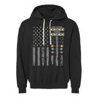 American Flag Drag Racing Strip Tree Light For Dragster Garment-Dyed Fleece Hoodie